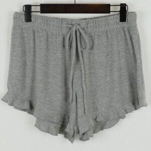 Weekend Soul Women's Small Gray Knit Ruffled Pajama Shorts